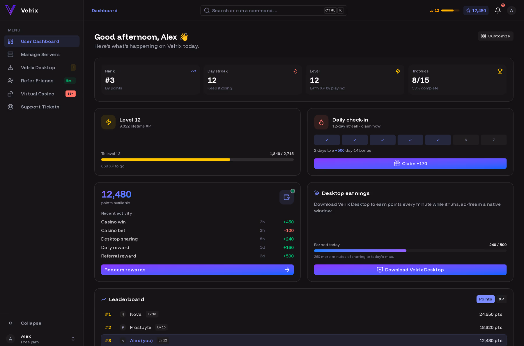 Screenshot of the Botlark dashboard
