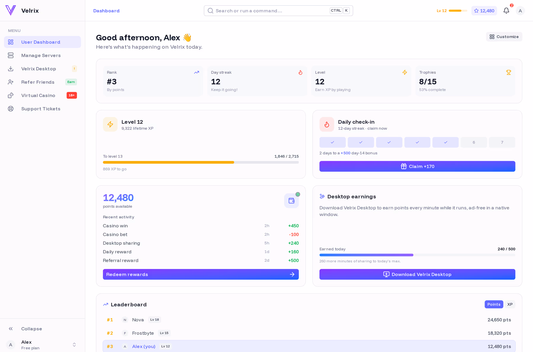 Screenshot of the Botlark dashboard